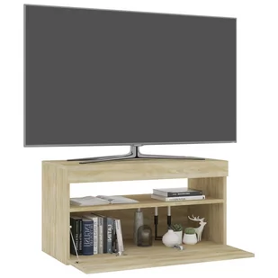Lumarko Szafka TV z oświetleniem LED, dąb sonoma, 75x35x40 cm - Szafki RTV - miniaturka - grafika 4