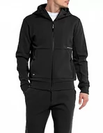 Bluzy męskie - Replay Męska bluza z kapturem, 098 BLACK, XXL - miniaturka - grafika 1
