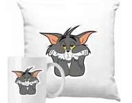 Gadżety dla niej i dla niego - ZESTAW PODUSZKA + KUBEK Bajka Tom I Jerry Pomysł Na Prezent +IMIĘ #12 - miniaturka - grafika 1