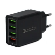 Ładowarki do telefonów - ECONOMY ŁADOWARKA SIECIOWA 3A CZARNA QUICK 3.0 FAST CHARGER 3100mA 4XUSB 21W - miniaturka - grafika 1
