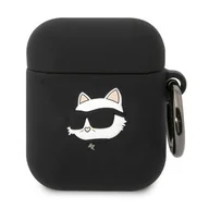 Akcesoria do słuchawek - Etui ochronne na słuchawki Karl Lagerfeld KLA2RUNCHK do Apple AirPods 1/2 cover czarny/black Silicone Choupette Head 3D - miniaturka - grafika 1