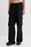 Spodnie sportowe damskie - Puma spodnie damskie kolor czarny proste high waist 629756 - miniaturka - grafika 1