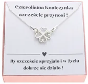 Naszyjniki - Srebrny naszyjnik na szczęście z koniczynką SREBRO 925 na prezent sentencja - miniaturka - grafika 1