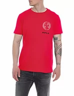 Koszulki męskie - Replay Męski T-shirt z krótkim rękawem No Gas No Glory, Spring Red 159, M - miniaturka - grafika 1