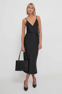 Sukienki - Calvin Klein sukienka kolor czarny maxi prosta - grafika 1