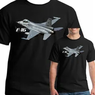 Koszulki męskie - 3270 F-16 Koszulka Fighting Samolot L Czarna - miniaturka - grafika 1