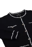 Swetry damskie - faina Damski sweter w stylu vintage Button Contrast Knitted Cardigan Akryl czarny WOLLWEISS rozmiar XS/S, czarny wełniany biały, XS - miniaturka - grafika 1