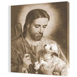 Obraz religijny na płótnie Jezus Chrystus Dobry Pasterz - Ikony i obrazy sakralne - miniaturka - grafika 1