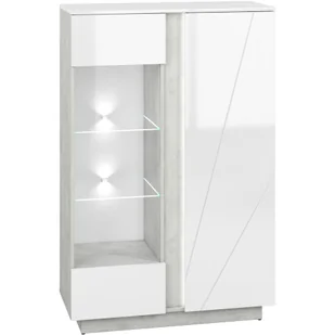 Kredens 04 Lumens ML Meble Biały, Beton Srebrny - Kredensy - miniaturka - grafika 1