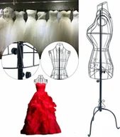 Manekiny wystawowe - Okno manekin metalowy stojak na ubrania krawcowa manekinReplika acyjny biust drut tors metalowy biust vintage manekin (czarny) - miniaturka - grafika 1