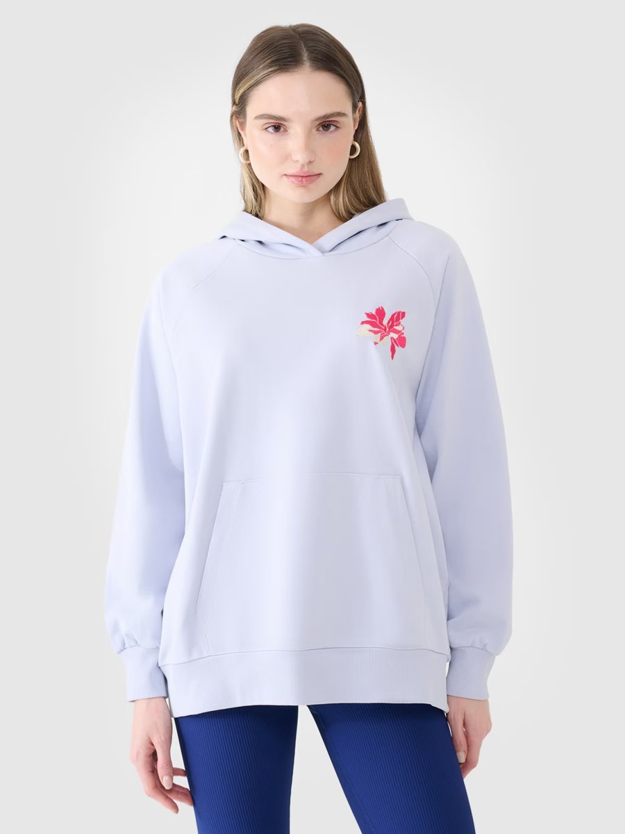 4F Bluza dresowa oversize nierozpinana z kapturem damska 4FWSS25TSWSF1578-34S Niebieski Roz. XS/S