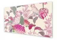 Dekoracje domu - Panel kuchenny HOMEPRINT Papugi i kolorowe kwiaty 125x50 cm - miniaturka - grafika 1