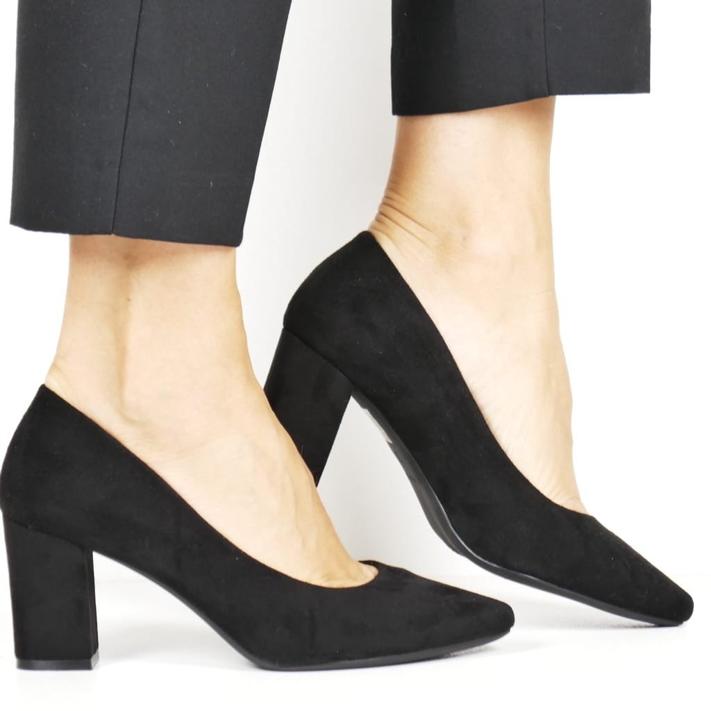 DAMSKIE CZÓŁENKA NA SŁUPKU SERGIO LEONE PB414 CZARNE ZAMSZOWE