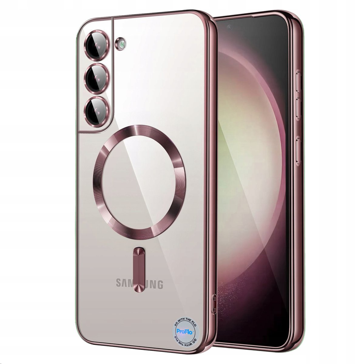 Etui do SAMSUNG S22 PLUS Różowe Rose Gold Przezroczyste do MagSafe Case