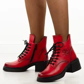Botki damskie - Czerwone skórzane botki damskie Vinceza 39950 - miniaturka - grafika 1