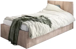 Łóżko młodzieżowe VIVO 120x200 beżowe z tapicerowanym panelem i pojemnikiem na pościel MKPOL - Łóżka dla dzieci i młodzieży - miniaturka - grafika 1