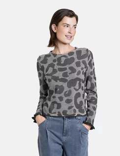 Swetry damskie - TAIFUN Sweter ze wzorem w panterkę Szary 42/M - grafika 1