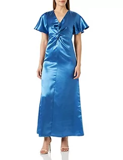 Sukienki - Vila Damska sukienka Visittas z dekoltem w serek S/S Maxi Dress-Noos, federal blue, 40 - grafika 1