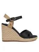 Espadryle damskie - Tommy Hilfiger Espadryle Satin High Wedge Espadrille FW0FW08602 Czarny - miniaturka - grafika 1