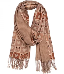 Ciepły stylowy szal szalik wzór w misie błyszcząca nitka miękki 180x70 cm - Apaszki i szaliki damskie - miniaturka - grafika 1