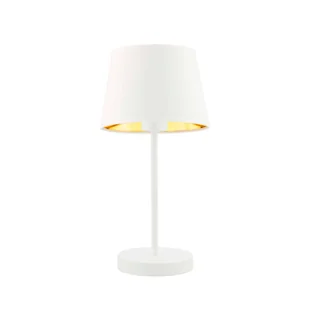 Nowoczesna lampka nocna stołowa do salonu SIENA GOLD z białym abażurem ze złotym wnętrzem - Lampy stojące - miniaturka - grafika 1