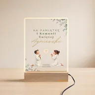 Pamiątka Pierwszej Komunii Świętej - Lampka LED Komunia Motyw dzieci komunijnych Personalizowana Imię data - miniaturka - grafika 1