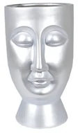 Wazony i flakony - Ewax, Wazon ceramiczny Twarz 211332-28, srebrny matowy, 16x16x28 cm - miniaturka - grafika 1