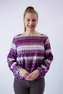 Bluzki damskie - Elegancka bluzka Blue Fioletowo-beżowa 42 - miniaturka - grafika 1