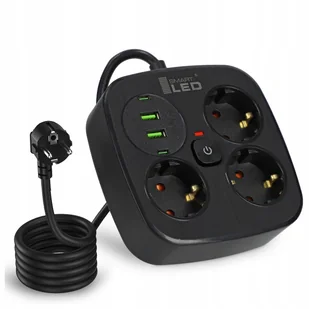 Przedłużacz Listwa Zasilająca Rozdzielacz Rozgałęźnik 3 Gniazda 230V 4x USB - Przedłużacze i rozgałęźniki - miniaturka - grafika 1