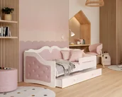 Łóżka dla dzieci i młodzieży - Łóżko tapicerowane JESSICA z ozdobnymi kryształkami - 80x180 - TRINITY - Pudrowy róż - miniaturka - grafika 1