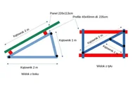 Akcesoria do kolektorów i fotowoltaiki - Komplet elementów do wykonania samodzielnie konstrukcji na grunt na 2 panele o wymiarach do 230cm x 115cm i grubości 40mm w pionie - miniaturka - grafika 1
