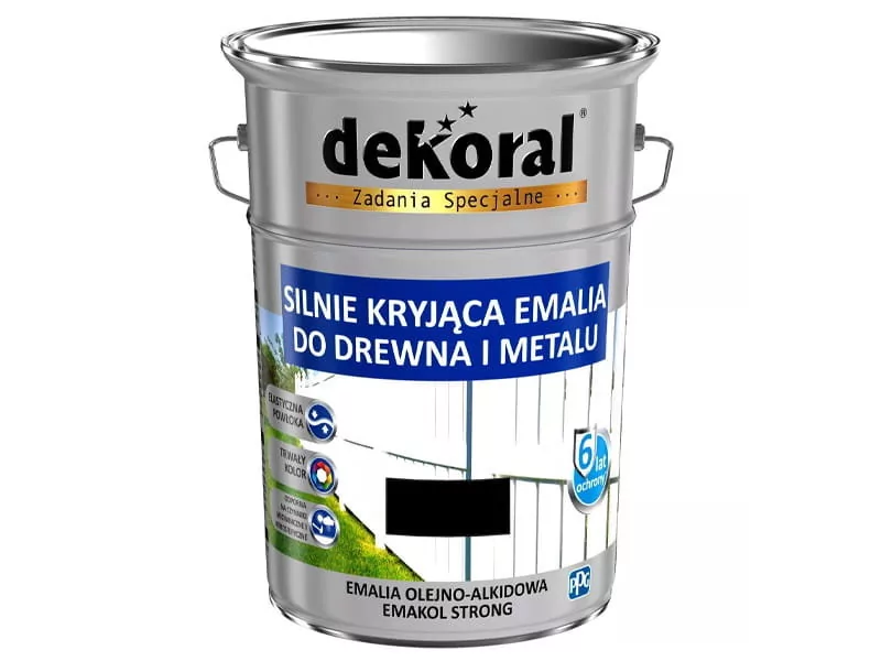 Dekoral Emalia Ftalowa  Emakol Strong Czarny Pojemność 5 L