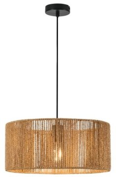 Duża lampa Tensa 1 abażur ze sznurka brązowa do sypialni nad łóżko