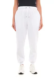 Spodnie damskie - M17 Damskie spodnie do biegania z recyklingu na co dzień spodnie dresowe z mankietami spodnie wypoczynkowe elastyczne spodnie do jogi trening dres kieszenie, biały, M - grafika 1