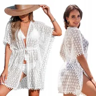 Stroje kąpielowe - Tunika Narzutka Plażowa Pareo Zwiwenie Kimono - miniaturka - grafika 1