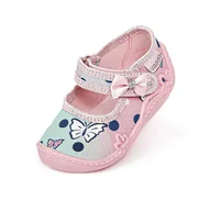 Kapcie damskie - Dziewczęce kapcie z nadrukiem w motylki i kokardką 3D różowe - miniaturka - grafika 1