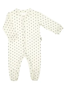 Niemowlęcy pajac bawełniany w czarne kropki kremowy Nicol,r.74 - Pajacyki dla niemowląt - miniaturka - grafika 1