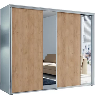 Szafa Przesuwna 230 z Lustrem A4 Skąpski Meble Sonoma, Biały, 245 cm - Szafy - miniaturka - grafika 1