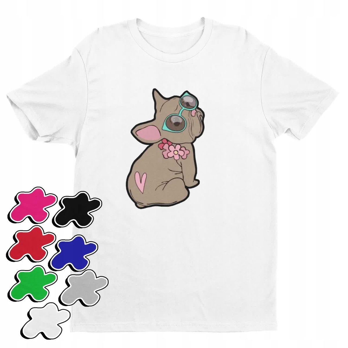 Koszulka T-Shirt Dziecięca Z Nadrukiem Pies Piesek Buldog Pupil -M 134-140