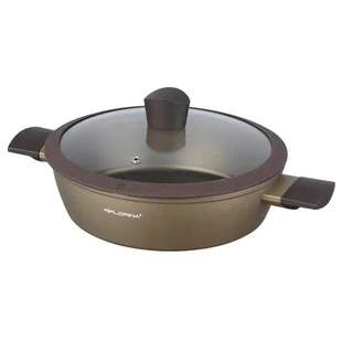 Patelnia głęboka aluminiowa Cava z pokrywką 28 cm 3,3 l złoty - Patelnie - miniaturka - grafika 1