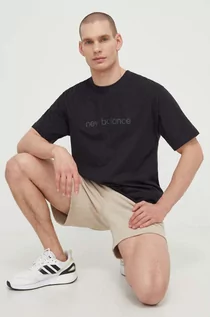 Koszulki męskie - New Balance t-shirt bawełniany męski kolor czarny z nadrukiem MT41559BK - grafika 1