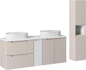 Meble łazienkowe - Zestaw meblowy 140cm z blatem, 2 umywalkami nablatowymi Beyond i szafką wysoką - miniaturka - grafika 1