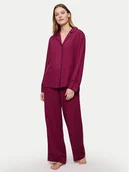 Piżamy damskie - Triumph Piżama Amourette Jacquard 10225073 Bordowy Relaxed Fit - miniaturka - grafika 1