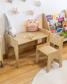 Zestawy mebli dla dzieci - OBUBU Zestaw biurko z krzesełkiem rosnące razem z dzieckiem dąb - miniaturka - grafika 1