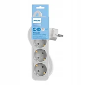 Przedłużacze i rozgałęźniki - PRZEDŁUŻACZ SIECIOWY PHILIPS LISTWA ZASILAJĄCA 3 GNIAZDA SCHUKO 1,5M 10A BI - miniaturka - grafika 1