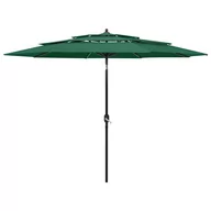 Parasole ogrodowe - vidaXL 3-poziomowy parasol na aluminiowym słupku, zielony, 3 m vidaXL - miniaturka - grafika 1