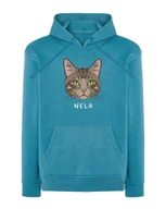 Bluzy męskie - Bluza z kapturem Dachowiec Brązowy Personalizowana Kot Jasnoniebieski M - miniaturka - grafika 1