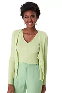 Swetry damskie - Trendyol Damski standardowy standardowy kardigan z dzianiny z dekoltem w serek, Miętowy, M - miniaturka - grafika 1