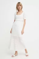 Sukienki - Pepe Jeans sukienka z domieszką lnu GOLDIE DRESS kolor biały maxi prosta PL953525 - miniaturka - grafika 1
