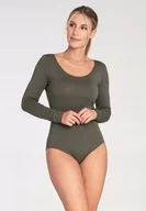 Odzież ciążowa - Dopasowane body damskie - body damskie oliwkowe - M1038 rozmiar S - miniaturka - grafika 1
